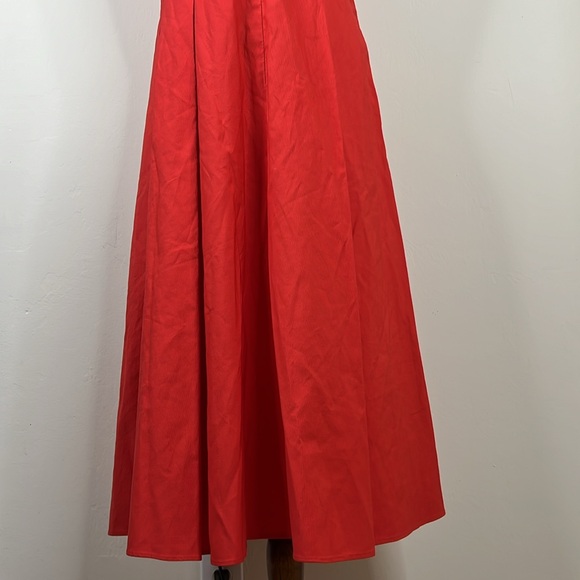 TARA JARMON Roquette V-NECK Full Skirt DRESS IN CORAL COLOR IN Rouge 40 - Picture 8 of 10